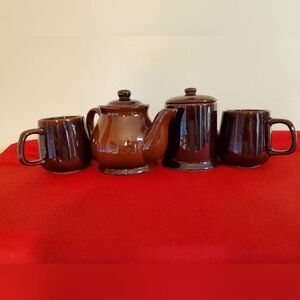 Rubel & Company Chocolate Brown Glazed Teapot Perfect Tea for Two
